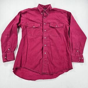Vintage Wrangler Long Sleeve Button‎ Up Red Western Shirt Men's Size Medium